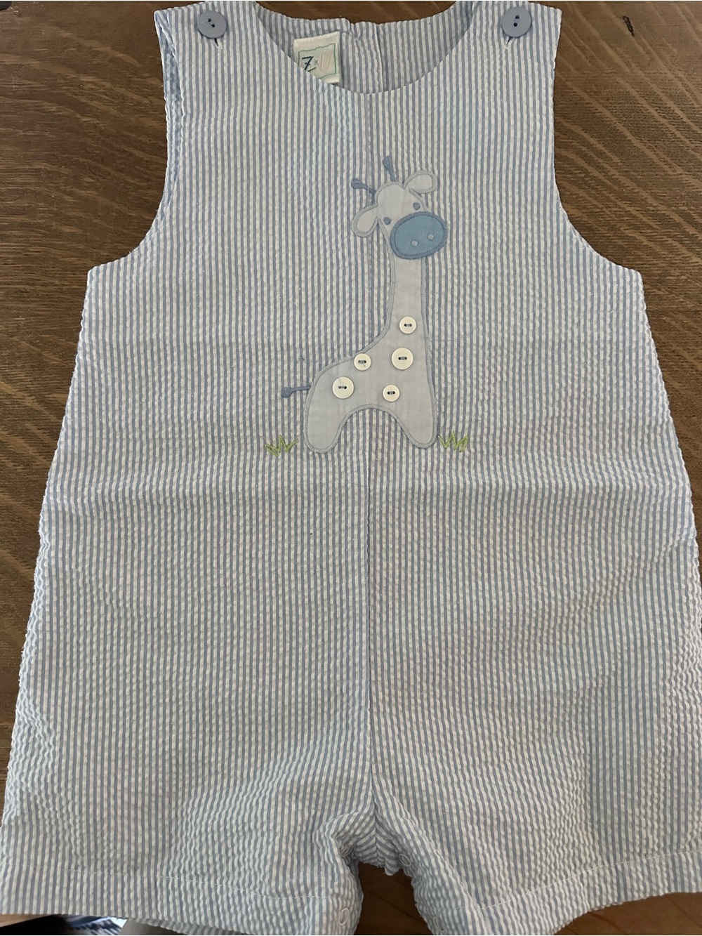 ZU Blue Seersucker Giraffe Romper for Kids - Brand: